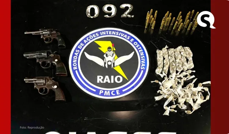 PMCE apreende três armas de fogo, drogas e prende suspeito em Amontada