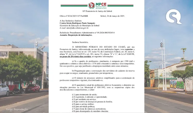 Ministério Público cobra Prefeitura de Sobral sobre convocação de professores aprovados em concurso