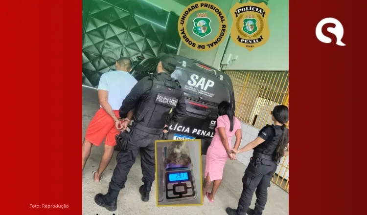 Mulher é presa ao tentar repassar drogas a interno na Unidade Prisional de Sobral; homem engole entorpecentes para tentar esconder crime