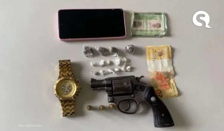 PMCE apreende arma de fogo, drogas e prende suspeito em Marco