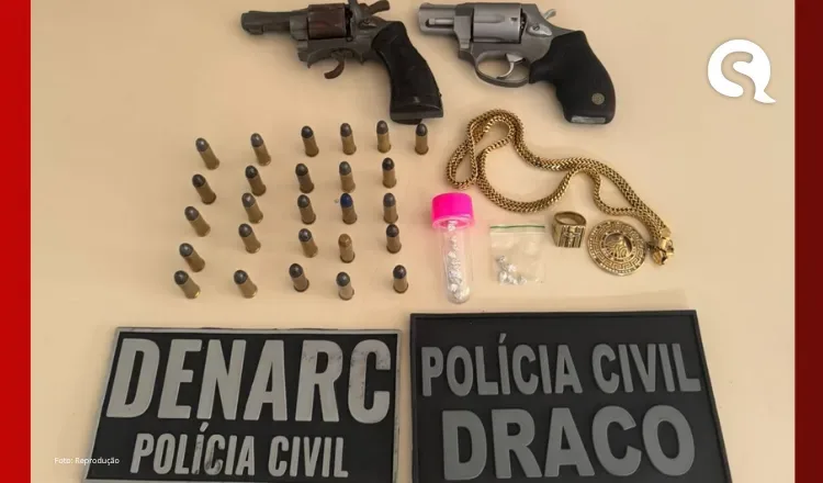 Trio suspeito de integrar grupo criminoso é preso com armas e drogas pela Polícia Civil em Sobral
