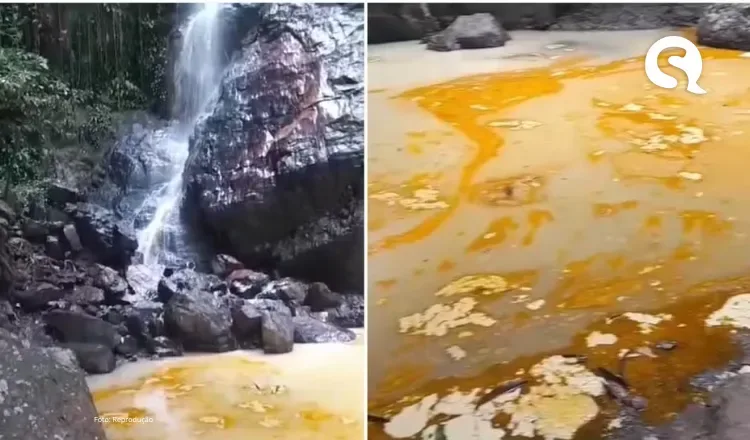 Água de cachoeira fica cheia de gordura após caminhão com óleo vegetal tombar em Tianguá; motorista morreu