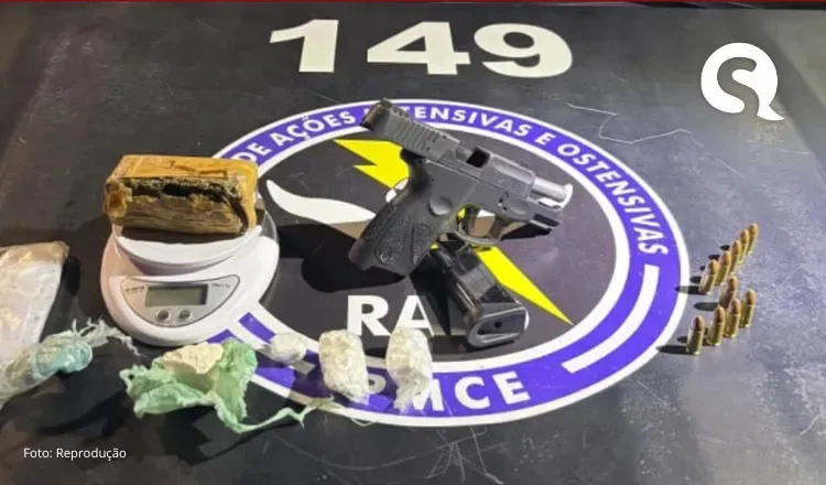 PMCE prende homem e apreende pistola e drogas no distrito de Taperuaba, em Sobral