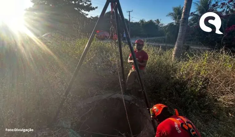 Bombeiros militares resgatam cão em poço na cidade de Camocim