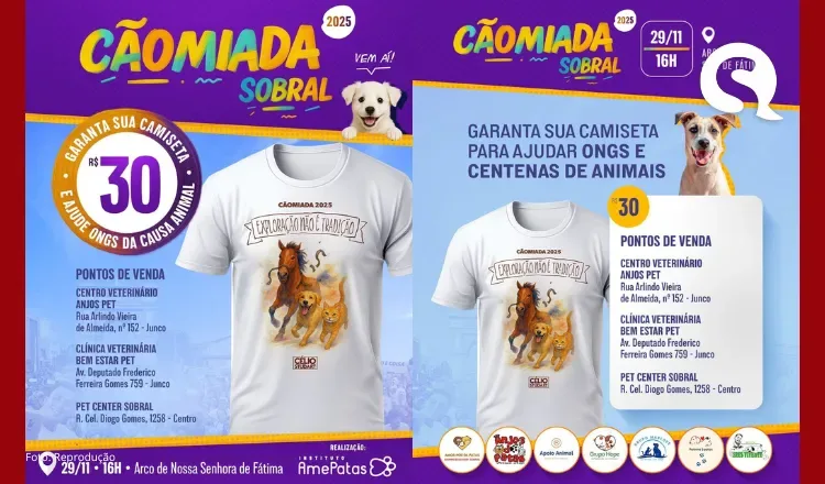 Cãominhada Sobral 2025 acontece dia 29 de novembro com ação em prol da causa animal