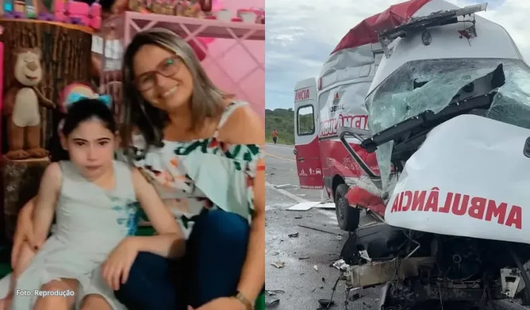 Acidente entre ambulância e microônibus deixa mãe e filha mortas na BR-222